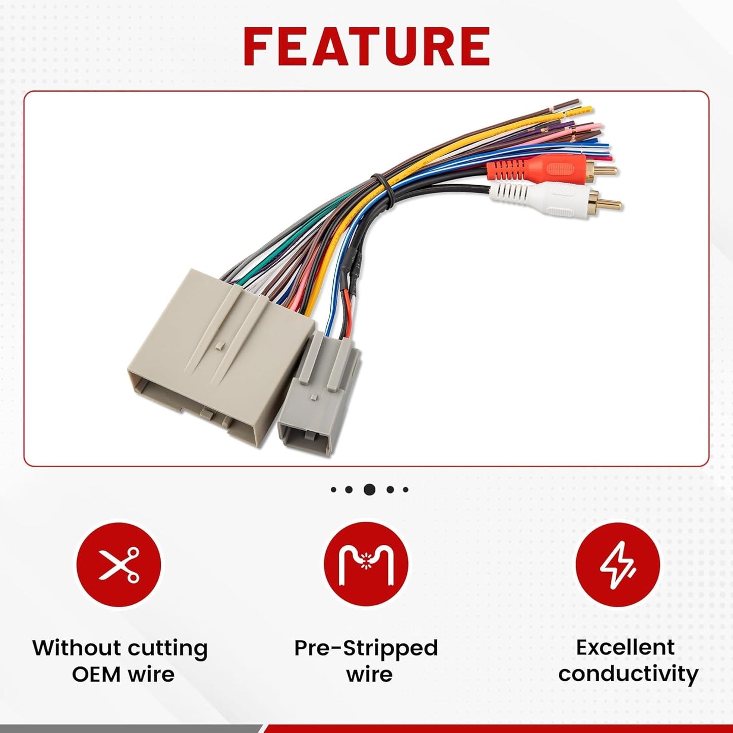 2004-2009, 2006-2008, 2008-2011 RED WOLF Car Radio Wiring Harness W/Anetnna Adapter RCA Input for Ford Mustang Hyundai