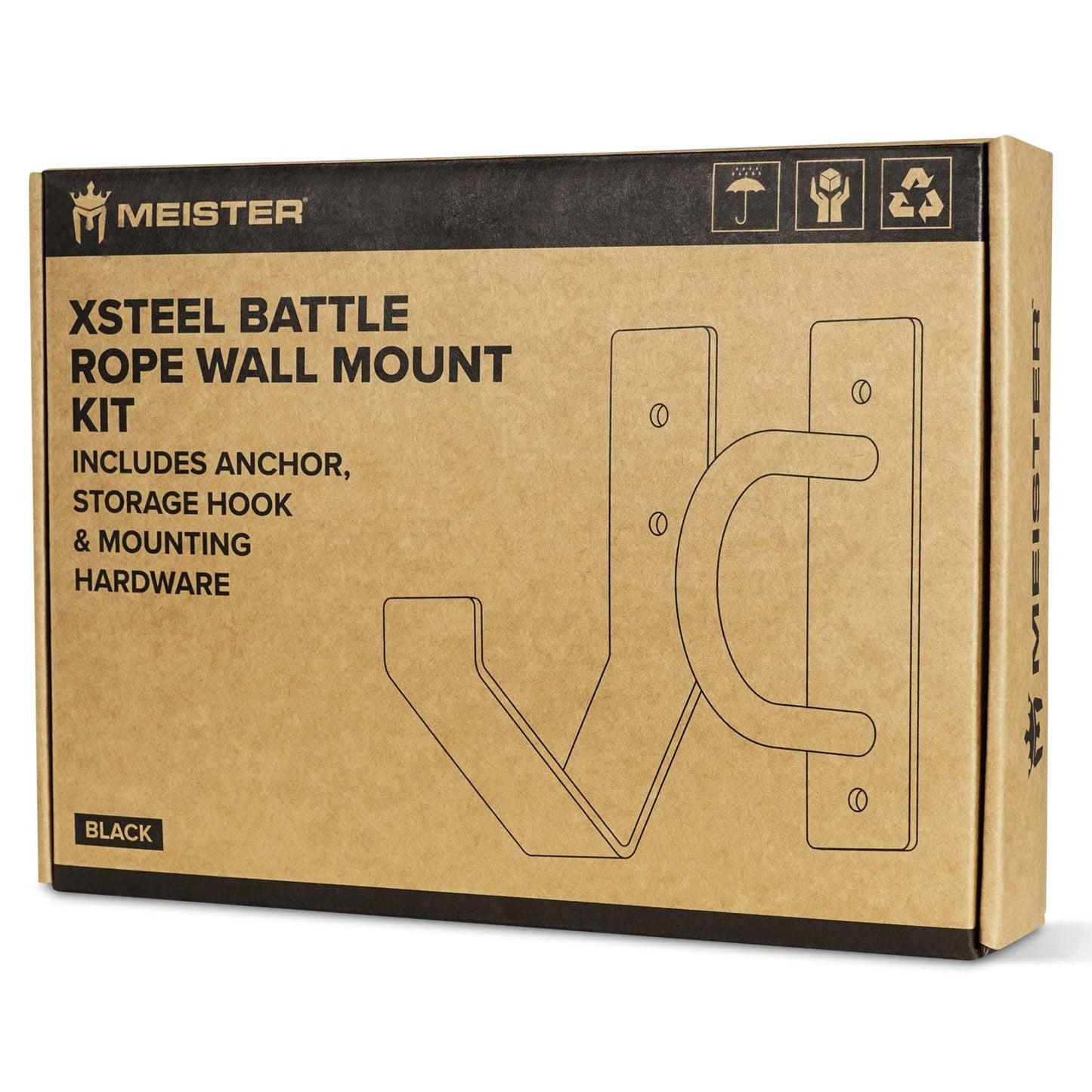 Meister XSteel Battle Rope Wall Mount Kit w/Anchor & Storage Hook - Matte Black