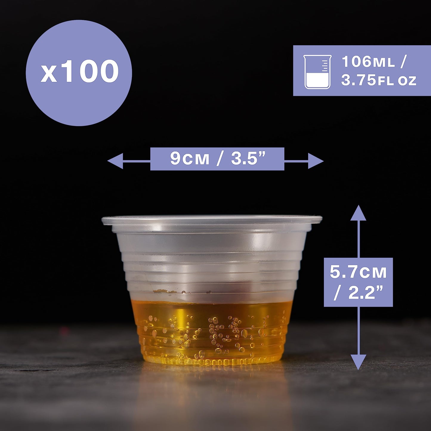 MATANA 100 Jager Bomb Clear Plastic Shot Glasses 3.75 oz – Reusable Plastic Shots Cups for Parties, Bars, Events – BPA-Free Disposable Shot Glasses for Bomb Shots & Mixed Drinks