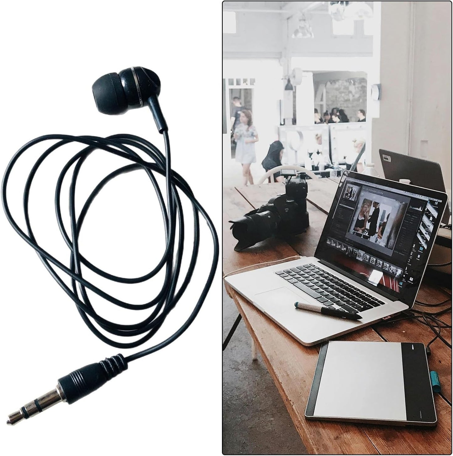 VLSQHNCF Headphone,3.5mm MP3 Single-Side Earphone Economical Mono Earbuds in Ear Noise Isolating Plug Reinforced Cord