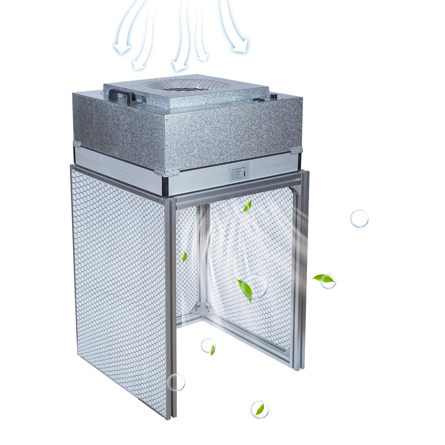 FFU HEPA H14-Filter Laminar Flow Hood Updated FanFilter Unit（Include HEPA Filter）100/ISO Class 5 Cleanroom/Laboratory/Cleanroom/Mushroom Room, Laminar Air Flow Hood(22.6"x22.6"110V)