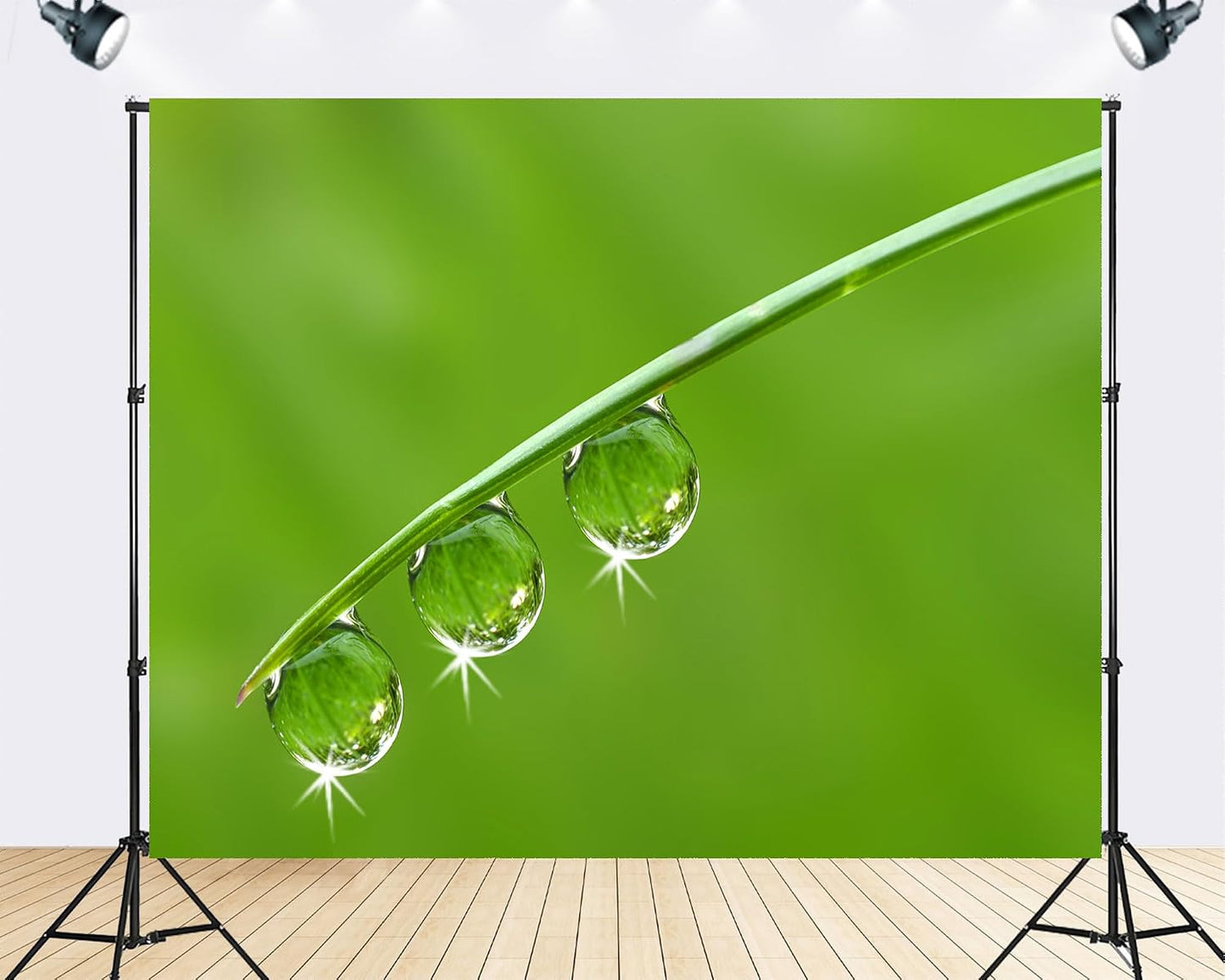 TryKid 6x6ft Green Dewdrop Grass Backdrop Sparkling Water Drop Blade Photography Background Fresh Spring Nature Event