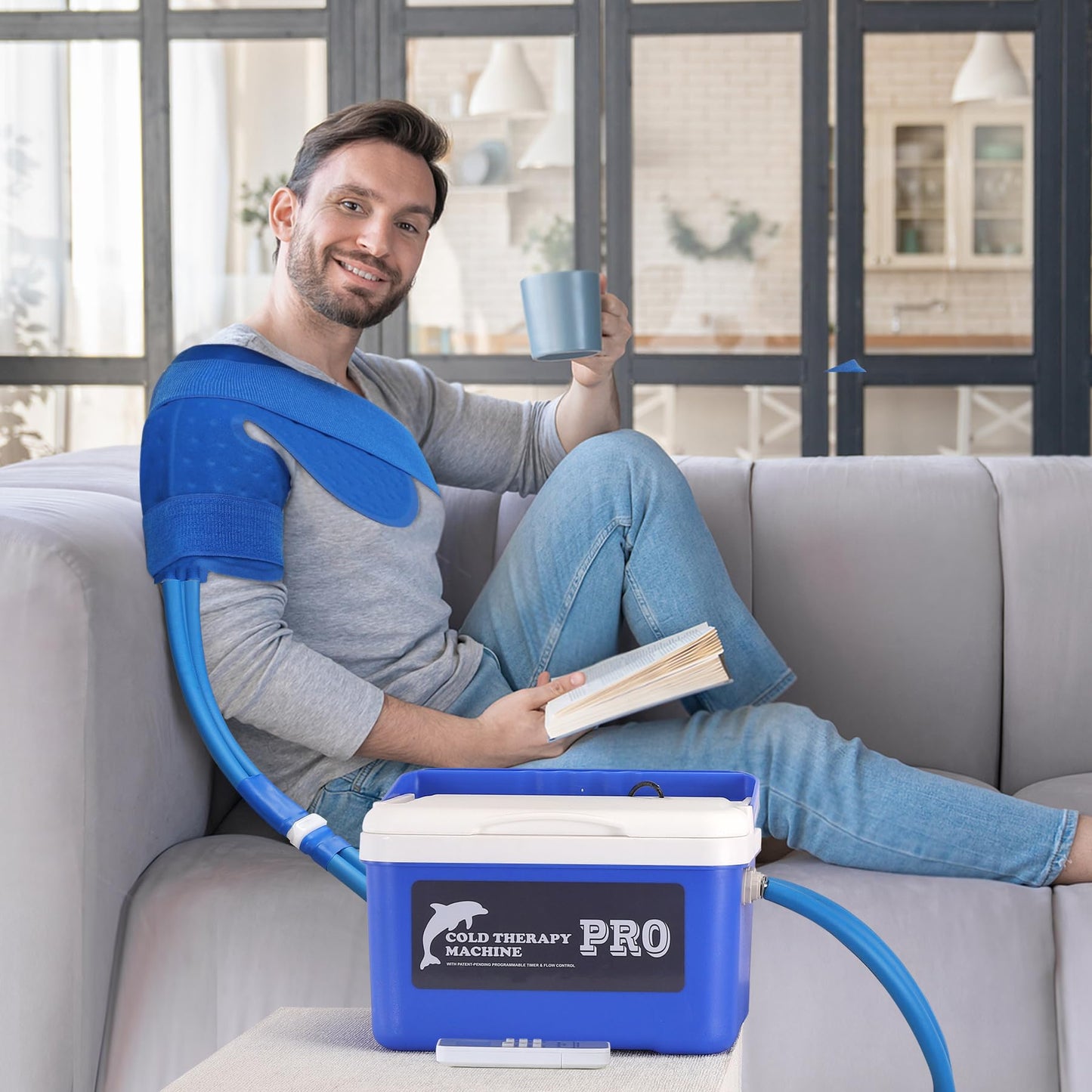 Cold Therapy Machine System with Programmable Timer Remote Control,Shoulder Ice Machine for Surgery Recovery,Large Shoulder Compression Pad,Quiet Pump, Strong Cryotherapy Pain Relief and Treatment