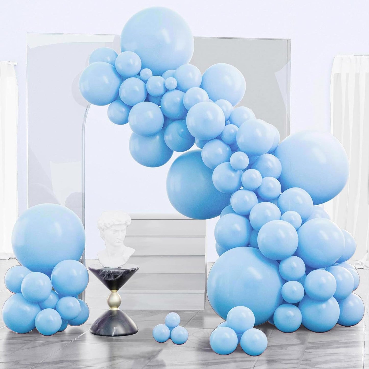 PartyWoo Light Blue Balloons - 140-Piece Pastel Balloon Arch Kit for Graduation & Baby Showers | 5-18 Inch Sizes