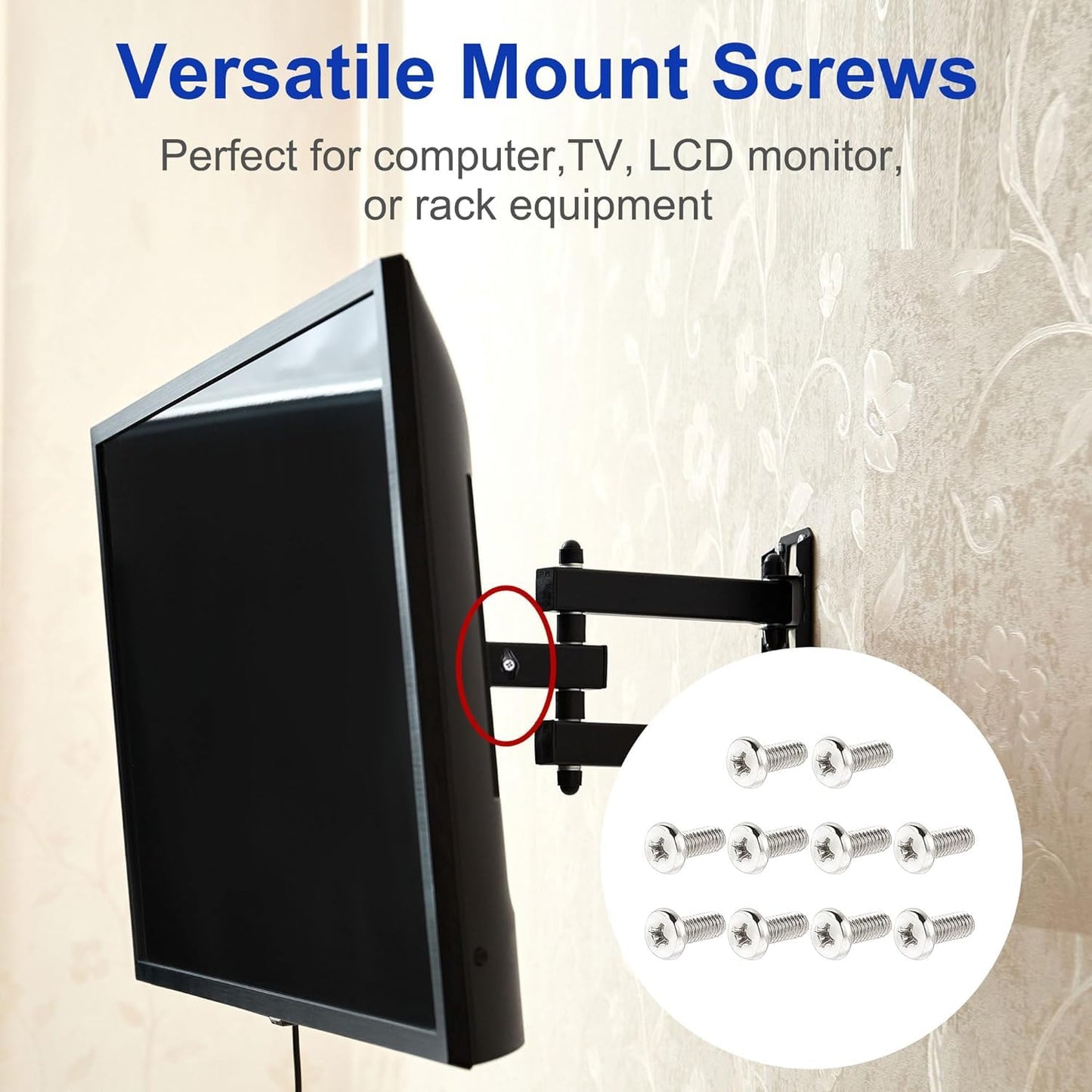 tatoko 50Pcs (M4X10) VESA Computer TV LCD Monitor Stand Bracket Mounting Screw