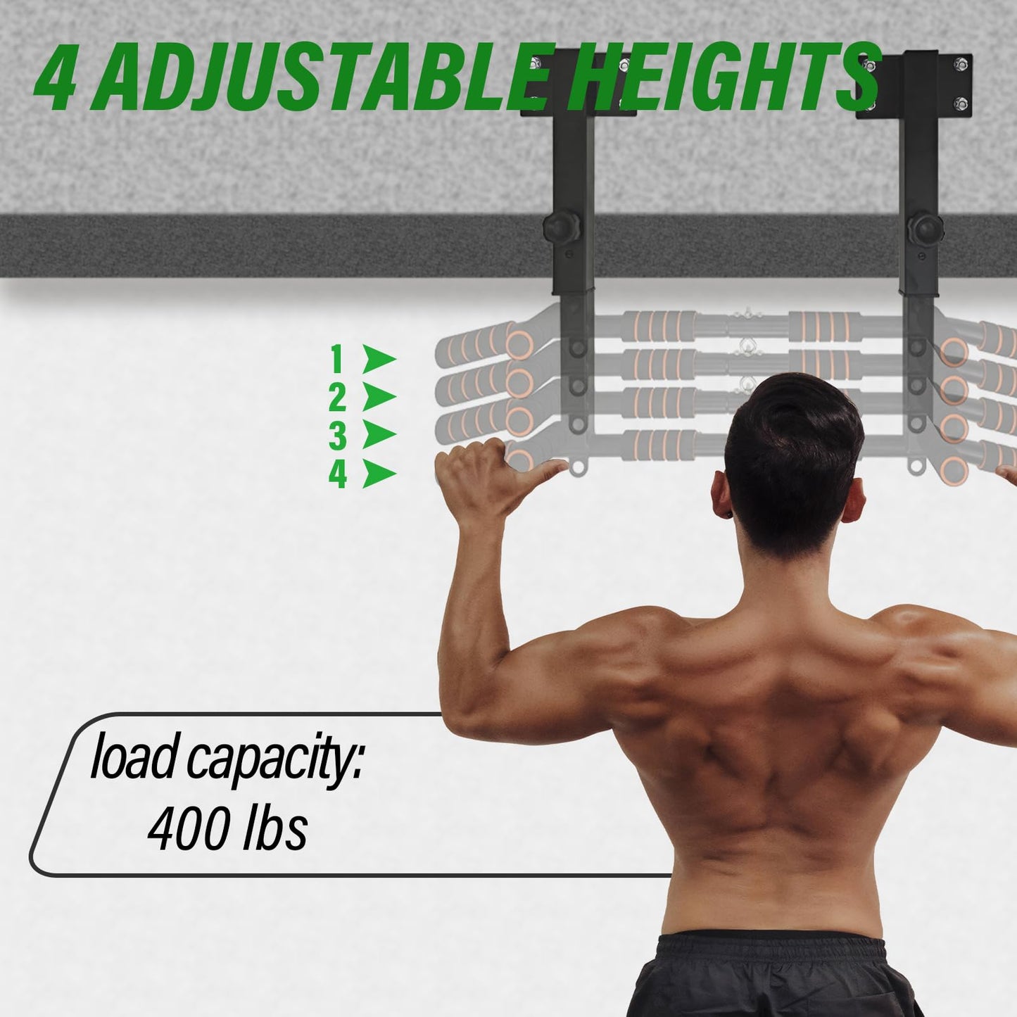 ptlsy Joist Mount Pull Up Bar Wall Mounted Pull Up Chin Up bar for Home Gym Workout Supports to 440 Lbs