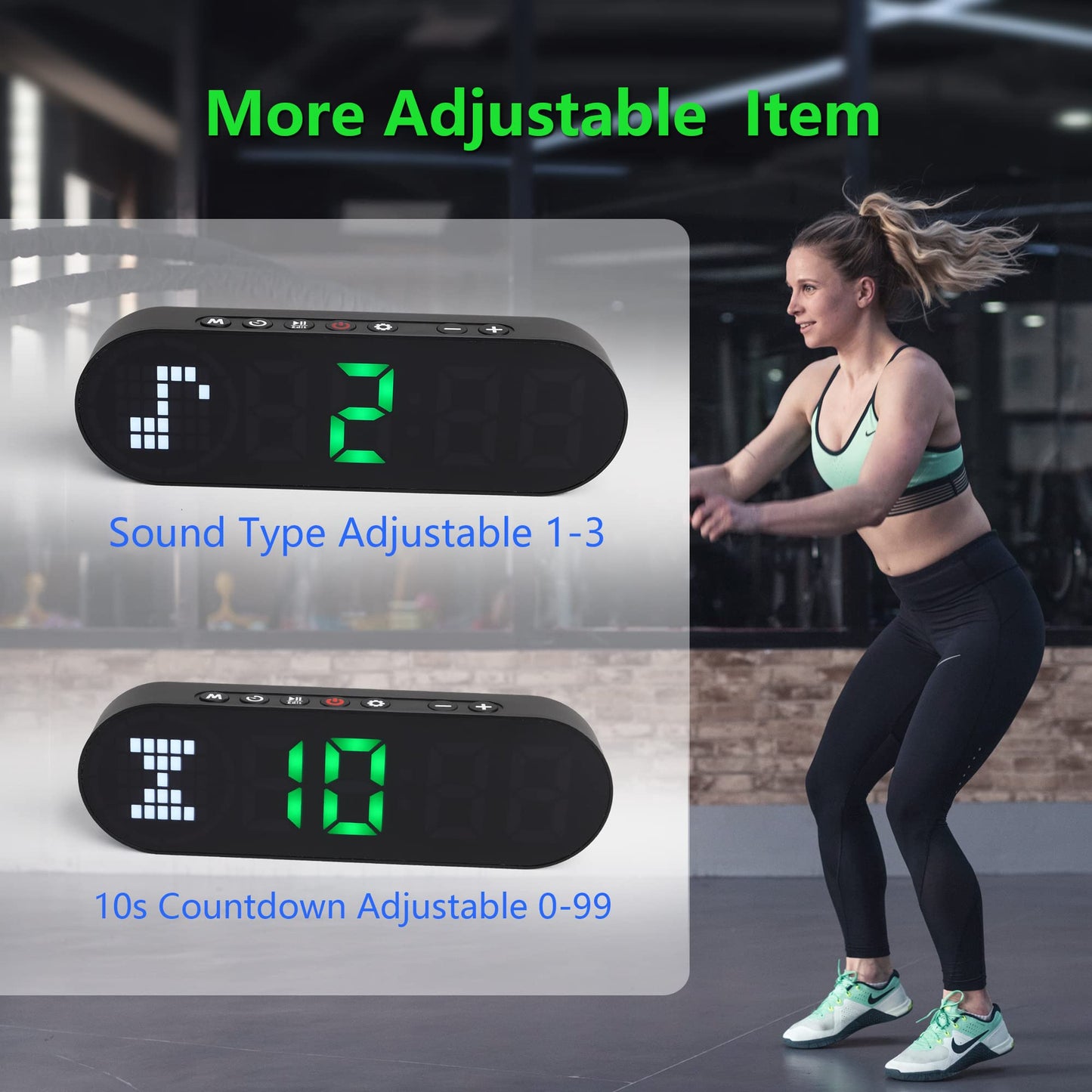 Portable Gym Timer Battery Powered, Magnetic Interval Workout Clock Time with Time Progress Bar, Boxing Round Timer for Home Gym Countdown/Up Fitness Crossfit HIIT Tabata