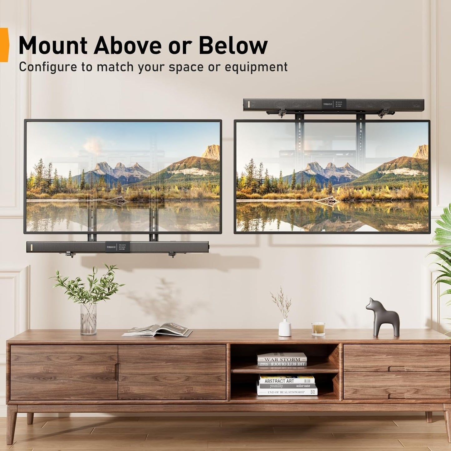 Perlegear Soundbar Mount - Versatile Under TV Sound Bar Holder | Supports Up to 15 lbs, Extends 3.5” to 6”