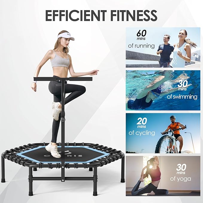 CLORIS 45'' Rebounder Trampoline for Adults - Max Load 450lbs, Mini Trampoline with Adjustable Foam Handle Indoor/Outdoor Fitness Body Exercise