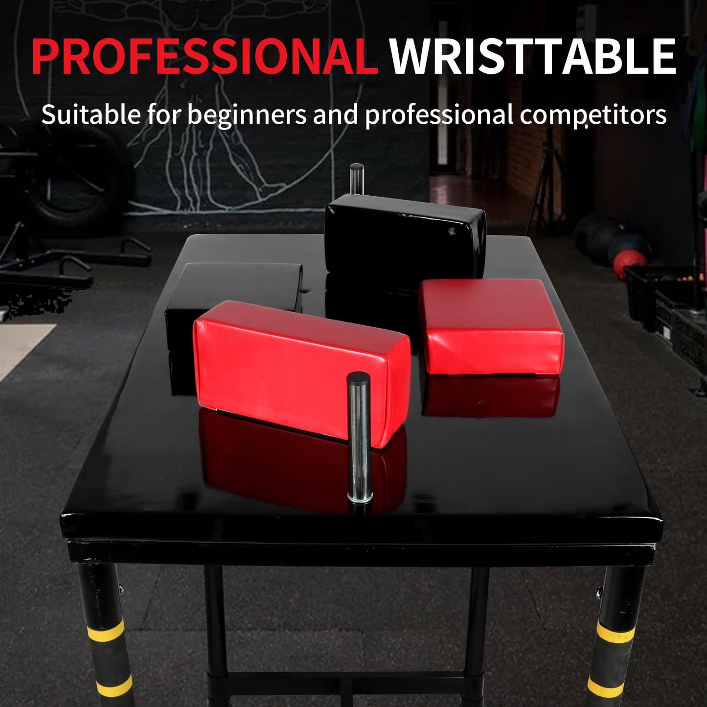 SYNTECSO Professional Arm Wrestling Battle Table, Arm Wrestling Table with Detachable Wrist Force, Elbow Pads for Gym Club Sports Fields Homes (Black)