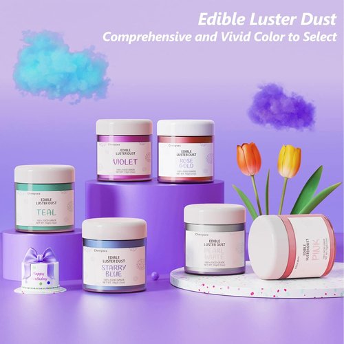 Cherrysea Violet Edible Luster Dust - Food Grade Cake Dusting Powder for Baking | 10 Grams