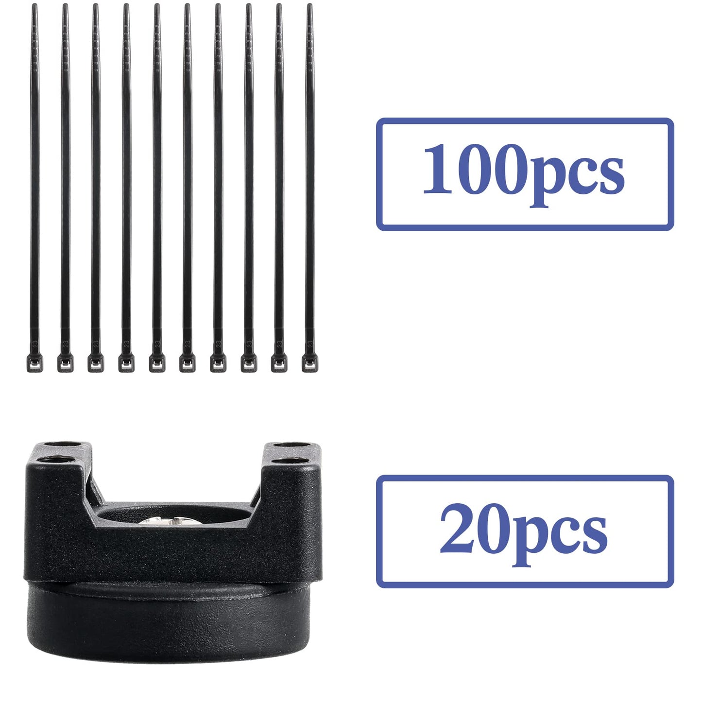 Yookeer 120 Pieces Magnetic Zip Tie Mount Multipurpose Cable Holder Magnets Magnetic Wire Management Bases with Heavy Duty Zip, Mount Nylon Cable Ties in Total (22 mm)