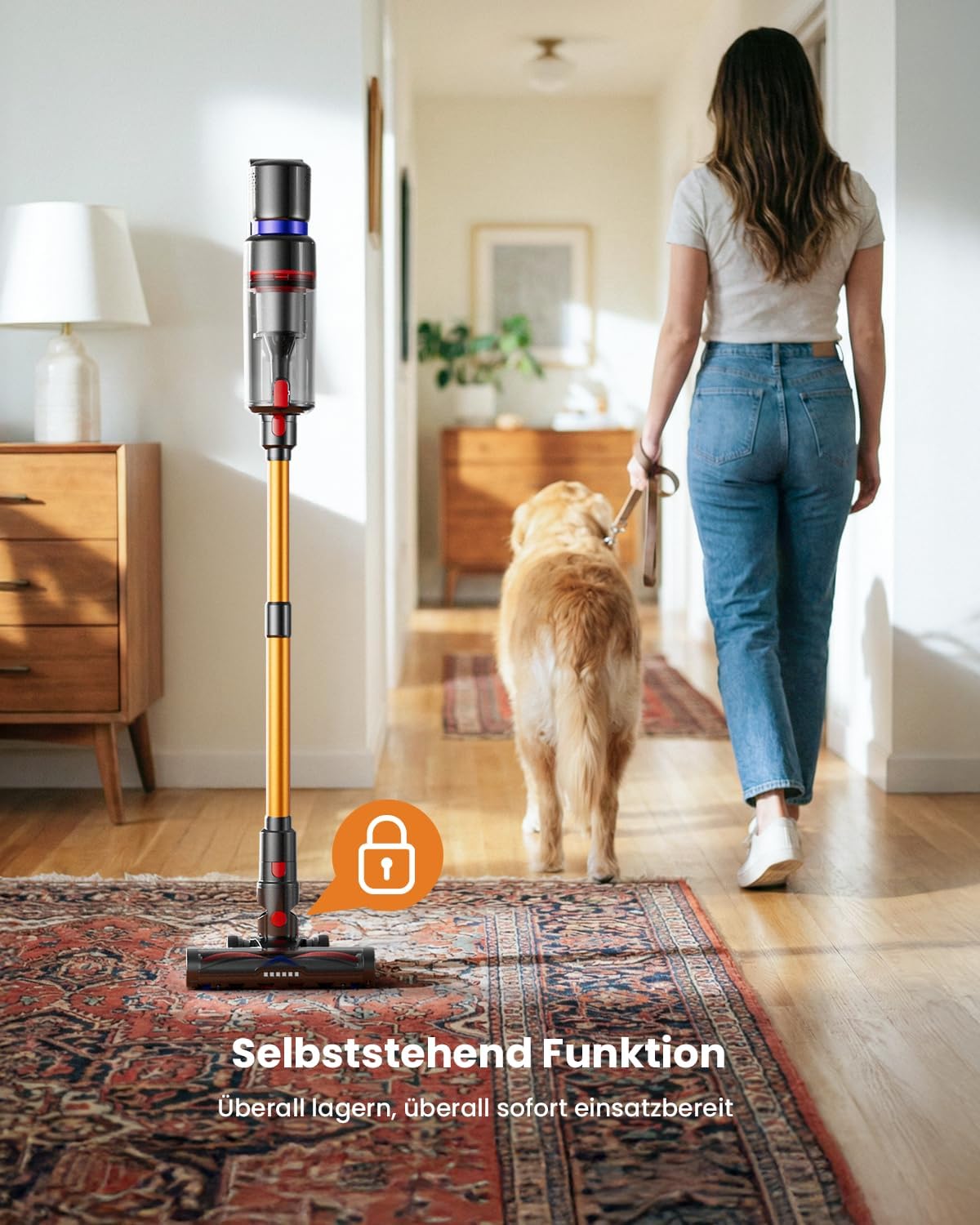 Skiennix Cordless Vacuum Cleaner - 600W Power, 70-Min Runtime, LED Display, 1.4L Dust Cup | Ideal for Pet Hair & Hardwood Floors