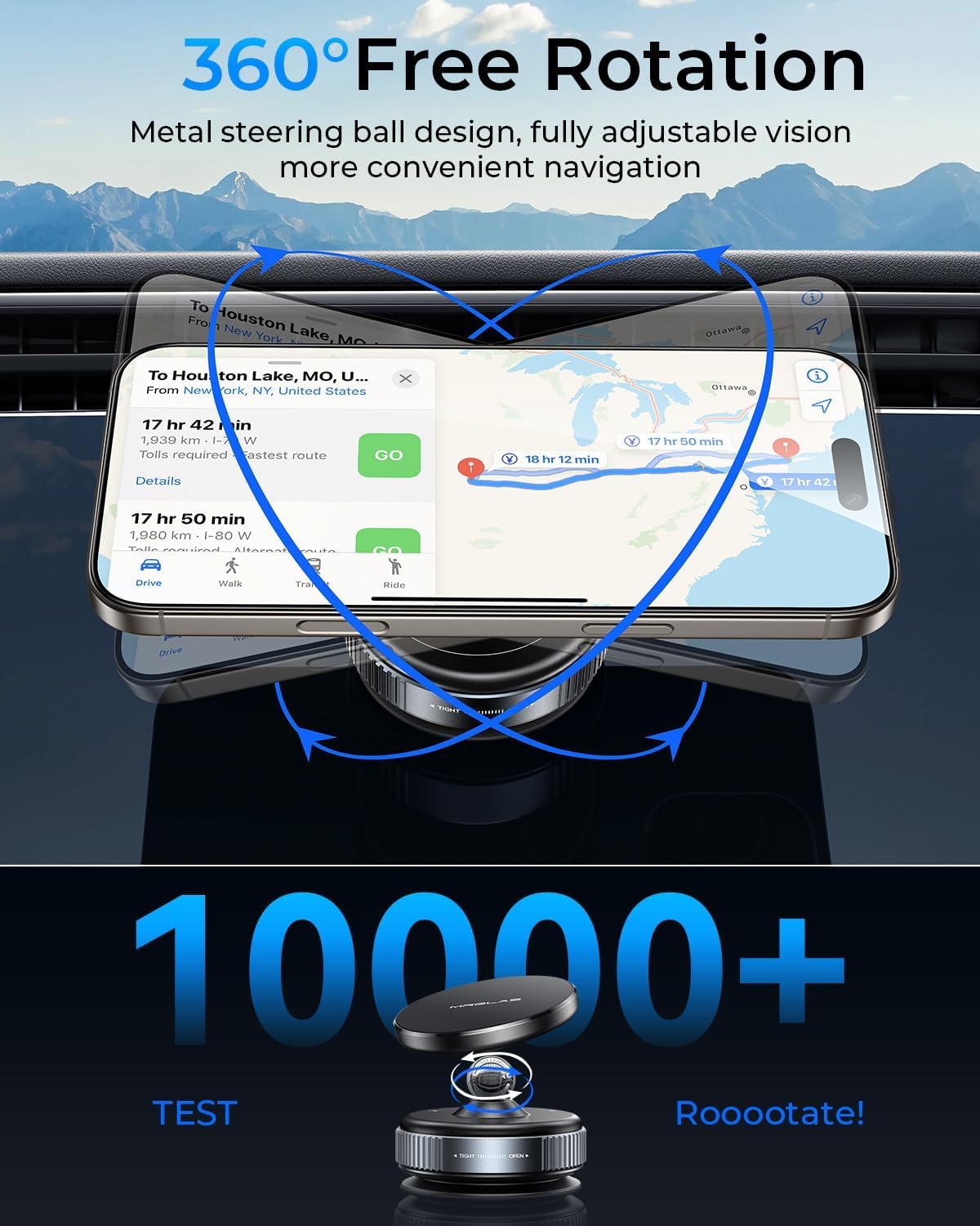 MRGLAS Upgraded 360° Adjustable Vacuum Magnetic Phone Holder Stand[Strongest Suction & Ultra Magnetic] Car Phone Mount for MagSafe Suction Cup, Compatible with Car/Gym/Mirror/Smooth Surface