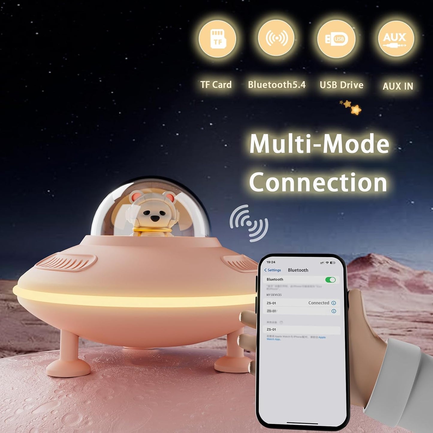 Baolira 5.4, Small Wireless Speaker, Bluetooth Speaker with Night Light for Pink Room Decor, Bluetooth USB