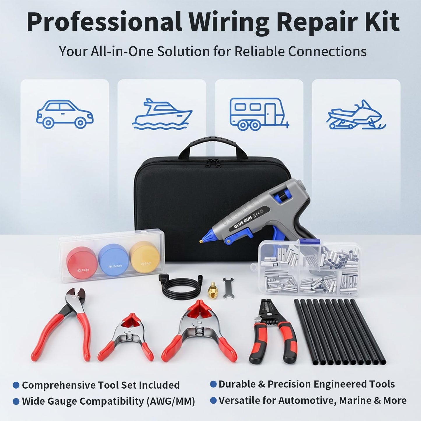 SUSUTA Wire Splice Sealing Kit with 200W Glue Gun for Trailer Repair