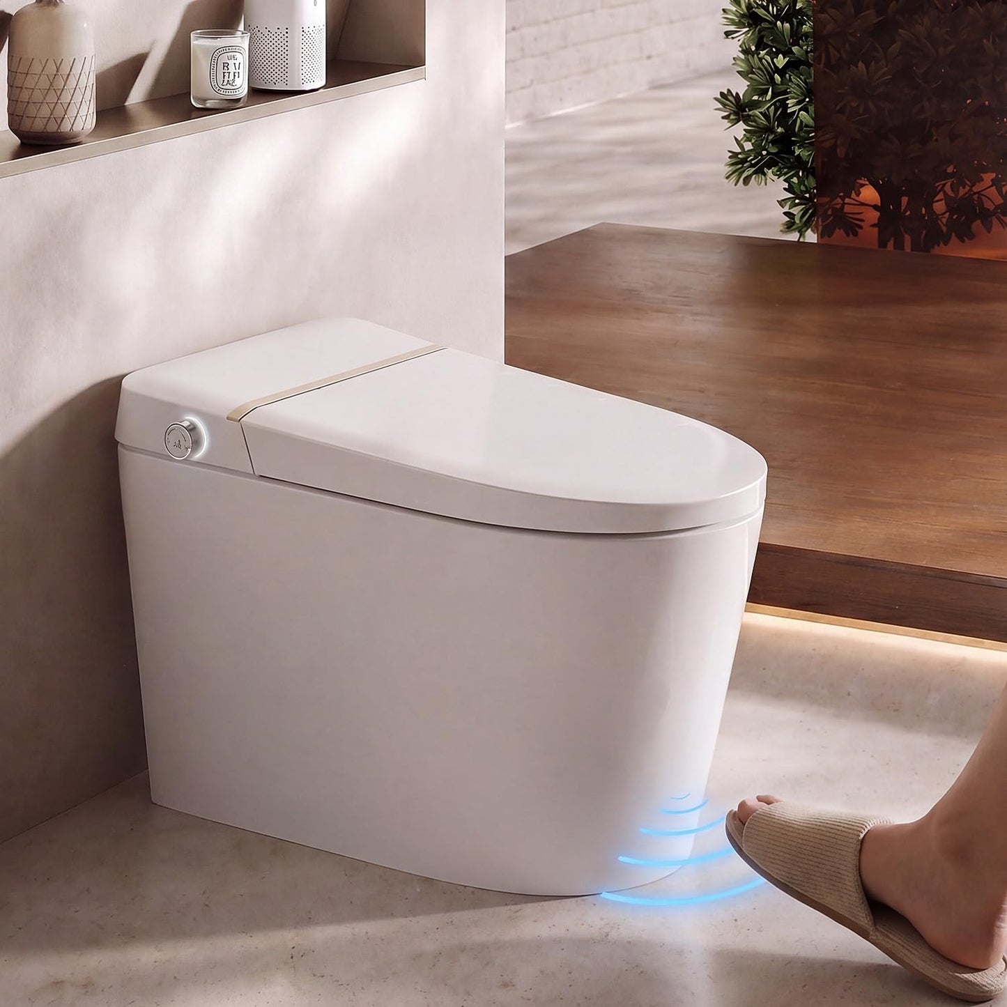 Smart Toilet with Bidet Built In, Heated Seat, Tankless Modern Elongated Electric Toilet with Warm Water Wash, Air Dryer & Dual Auto Flush, LED Display & 1000g MaP Flush, 1.28 GPF