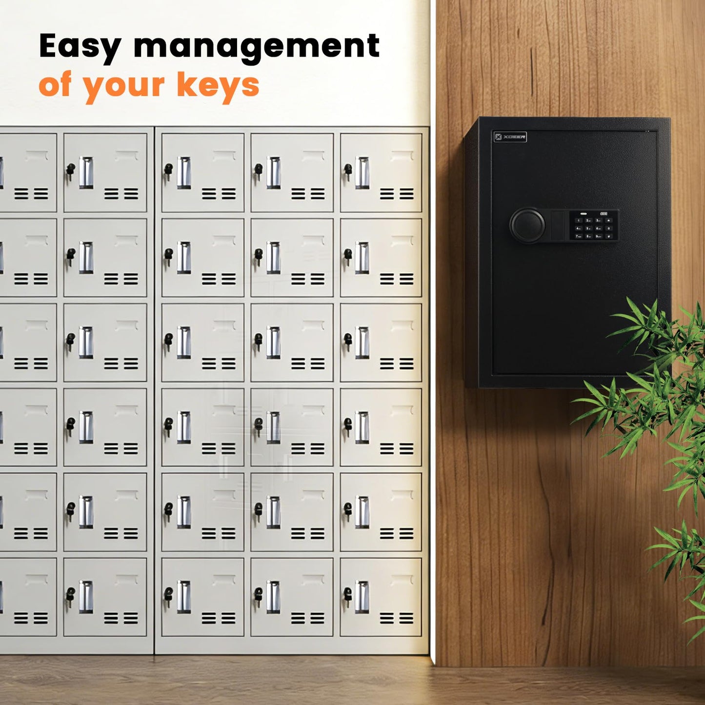 XDeer 172-Key Safe Wall Mount with Advanced Anti-Theft & LED Light, Key Cabinet with Combo & Key Lock for Hotels, Offices & Car Dealerships 1PCS