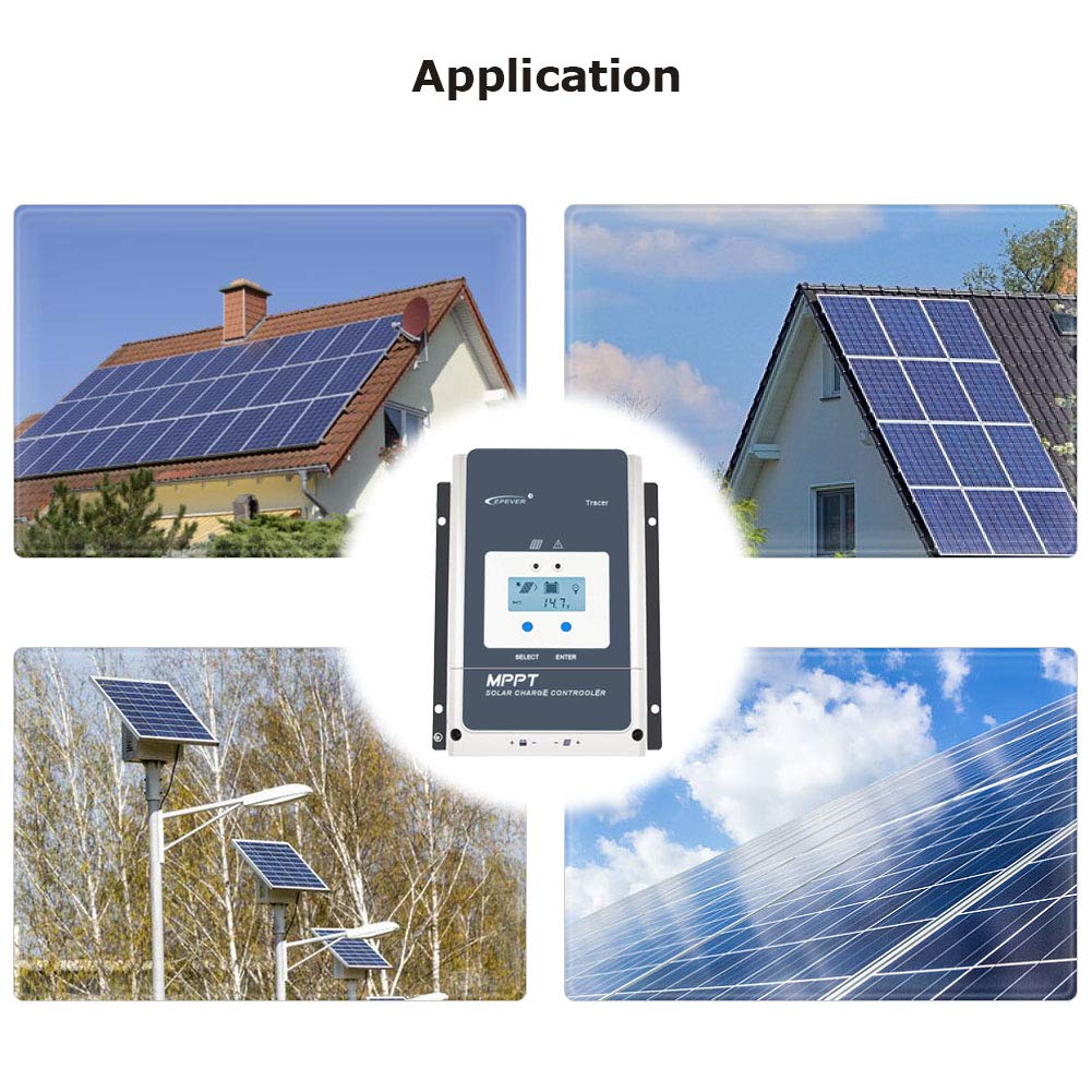 EPEVER 50A MPPT Solar Charge Controller 12/24/36/48VDC Automatically Identifying System Voltage with MT52 Remote Meter & Temperature Sensor RTS & Communication Cable RS485