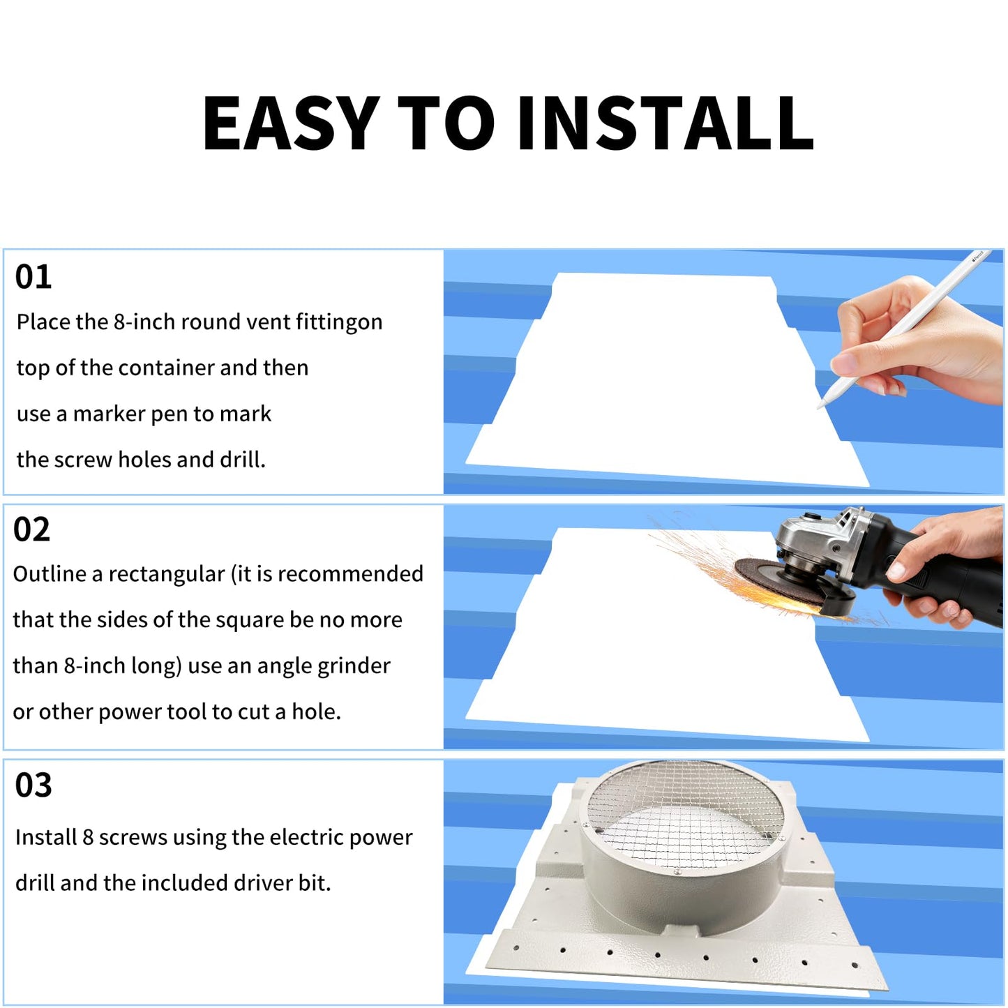 12 Inch Shipping Container Roof Vent Adapter for Container House Roof with 3.5 Inch Rib Spacing, Compatible with Whirlybird Turbine Vent Solar Vent (Gray)
