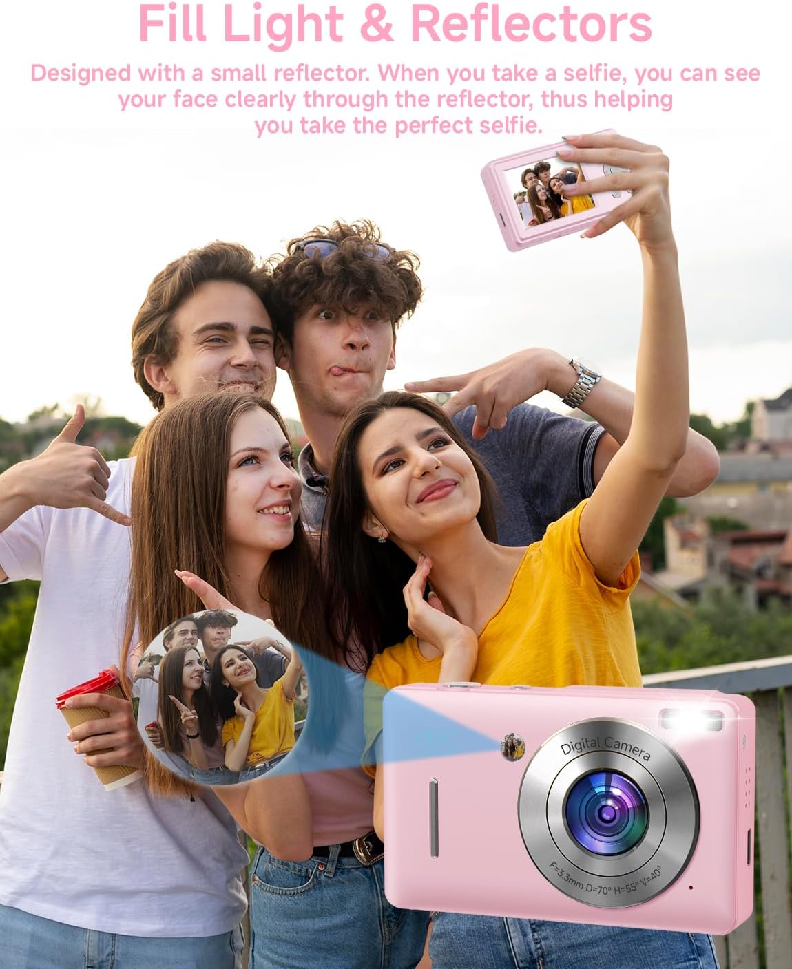 SMARTKLIK 1080P 44MP 16X 20 Digital Camera for Kids, FHD Point and Shoot Digital Camera with Face Detect, Smile