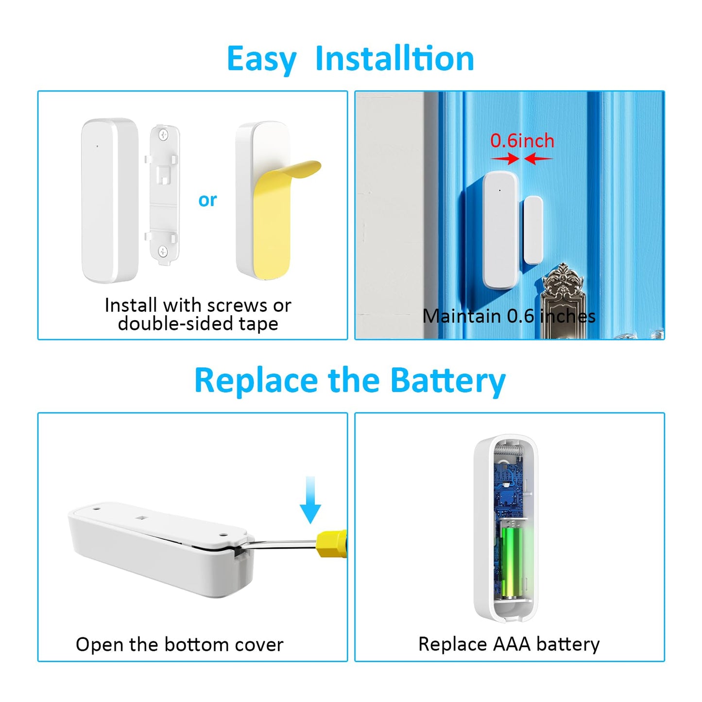 Wireless Door Chime for Business Entering, Door Open Alarm for Kid/Toddler Home Safety (500ft Range 51 Ringer) Door Dinger Buzzer Alert, 2 Receivers +1 Sensor