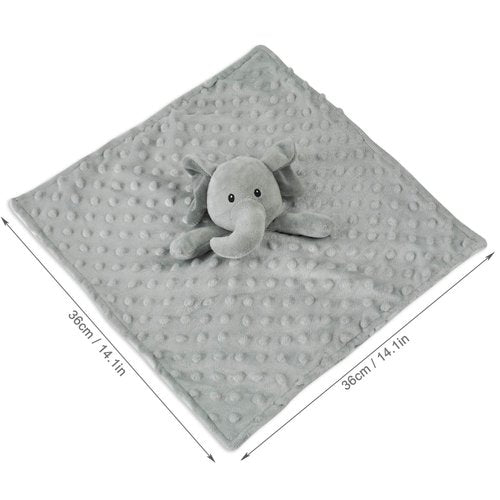 BORITAR Elephant Baby Security Blanket - Soft Minky Dot Fabric Lovey with Adorable Animal Backing | 14 Inch