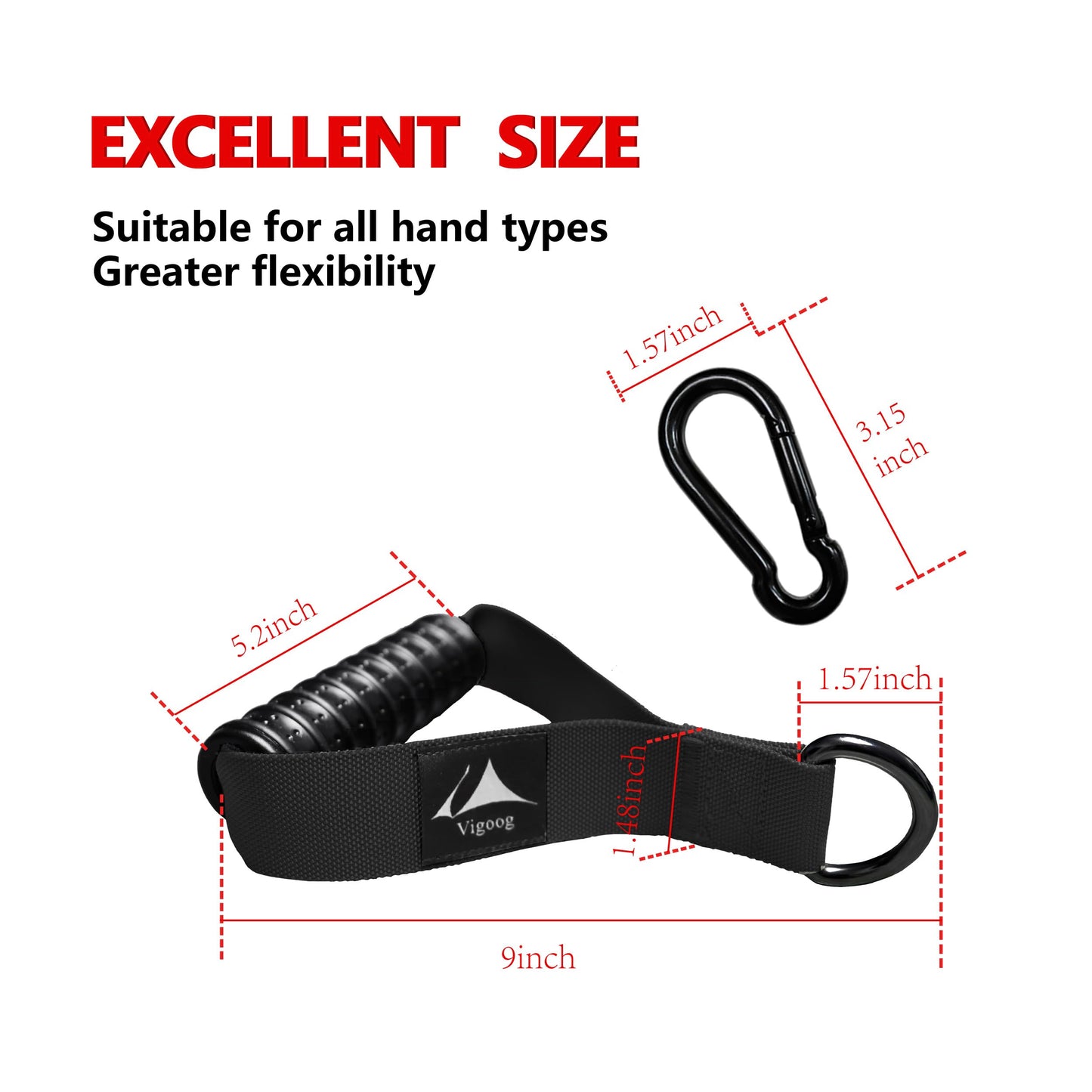 Vigoog Heavy Duty Gym Workout Handle Attachments - Powerful, Comfortable & Anti-Slip Rubber Exercise Grips for Cable Machines, Pulley Systems and Other Fitness Equipments (Carbon Black W)