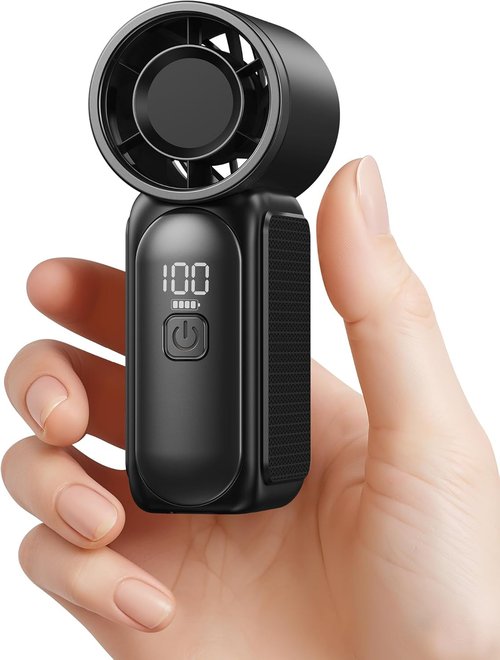 Gaiatop Portable Handheld Mini Fan - 6-Speed High Velocity with LED Display | USB Rechargeable, Black