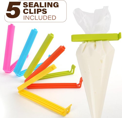 LotFancy Piping Bags - 18 Inch Extra Thick Disposable Pastry Bags with 5 Clips | Pack of 100 for Cake Decorating