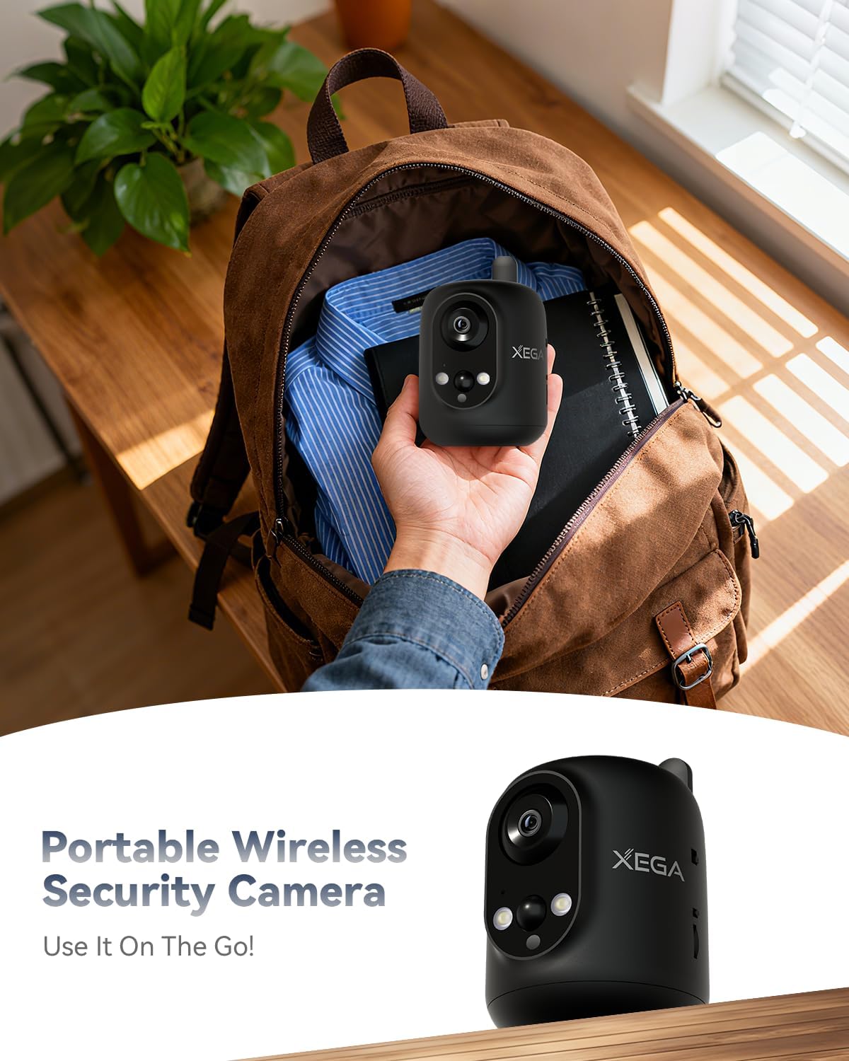 Xega 4G 2K 355P/60T, 6000mAh LTE Cellular Security Camera Indoor Wireless, No WiFi Camera for Baby/Pet/Elderly