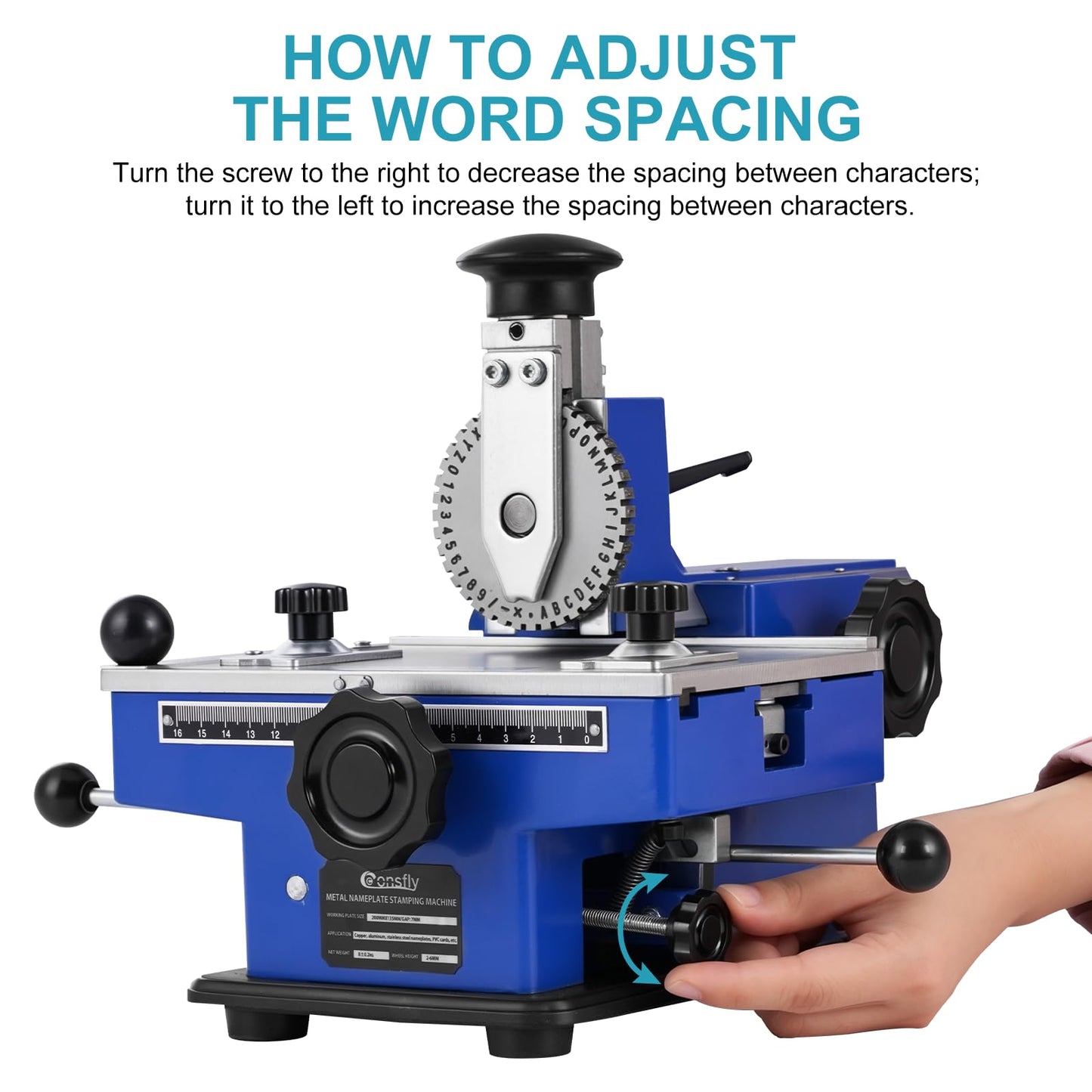 Consfly Metal Nameplate Stamping Machine Semi-Automatic Embosser Label Printing Marking Machine Dog Tag Printer (3mm Character Wheel)