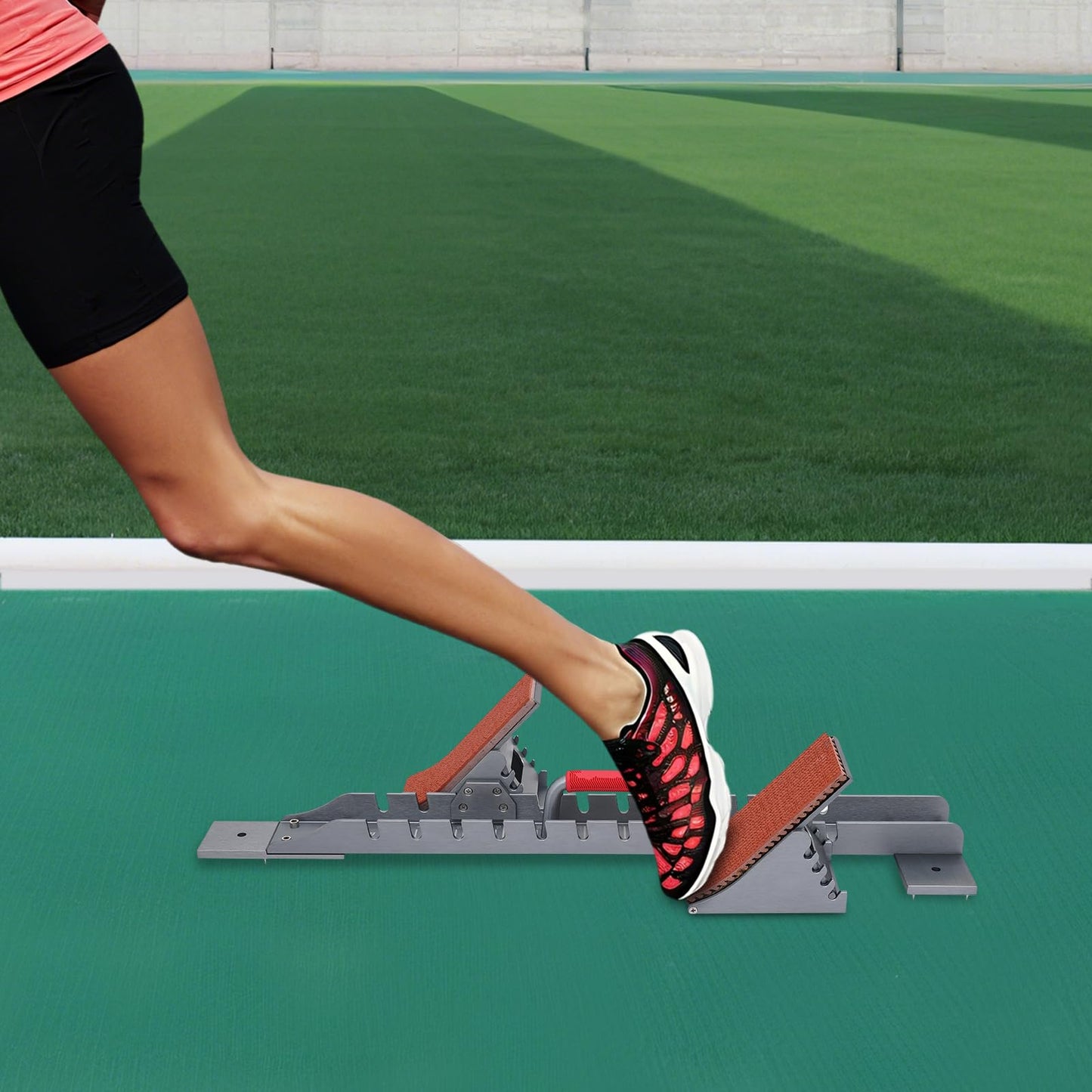 Starting Block, Running Starting Blocks Aluminum Alloy Running Track Blocks Adjustable Multi-Function Lightning Starting Block Sprinter Pedals w/3 Long Nails for Plastic Runway Cinder Track Back