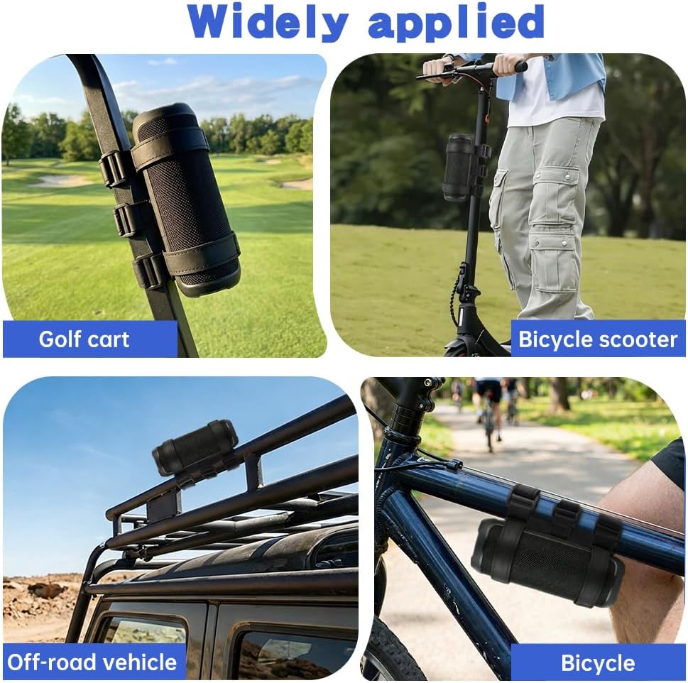 Lixternum Portable Speaker Mount for Bike, Waterproof Hook and Loop Fastener Strap Holder, Adjustable Strap Bike