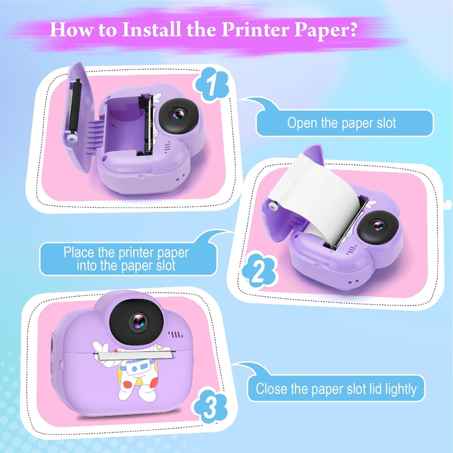 Trayoo 3 4 5 6 7 8 9 10 Kids Camera Instant Print, Kids Digital Camera Instant, Portable Kids Camera Christmas Birthday