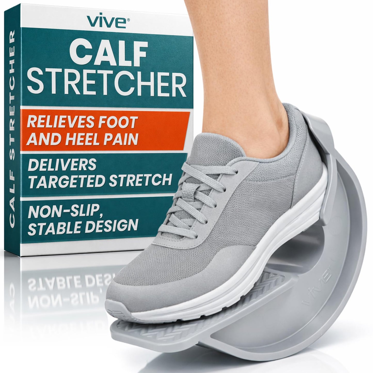 Vive Foot Rocker - Calf Stretcher for Achilles Tendinitis, Heel, Feet, Shin Splint, Plantar Fasciitis Pain Relief - Stretches Strained Leg Muscle - Ankle Wedge Stretch Improves Flexibility (Standard)