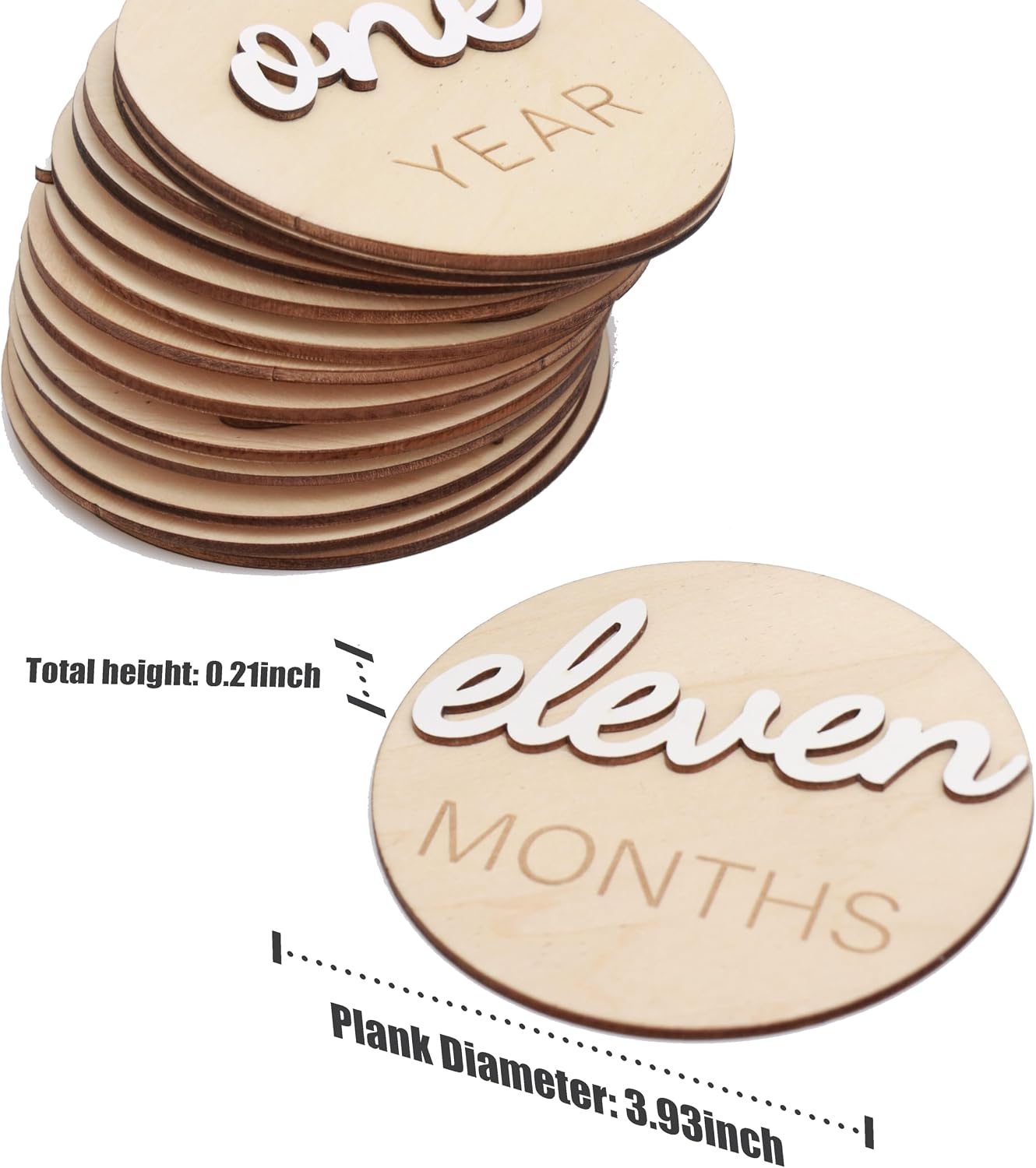 3D Wooden Monthly Milestone Cards, Baby Monthly Milestone Marker Cards, Newborn Memento Milestone to Document Baby's