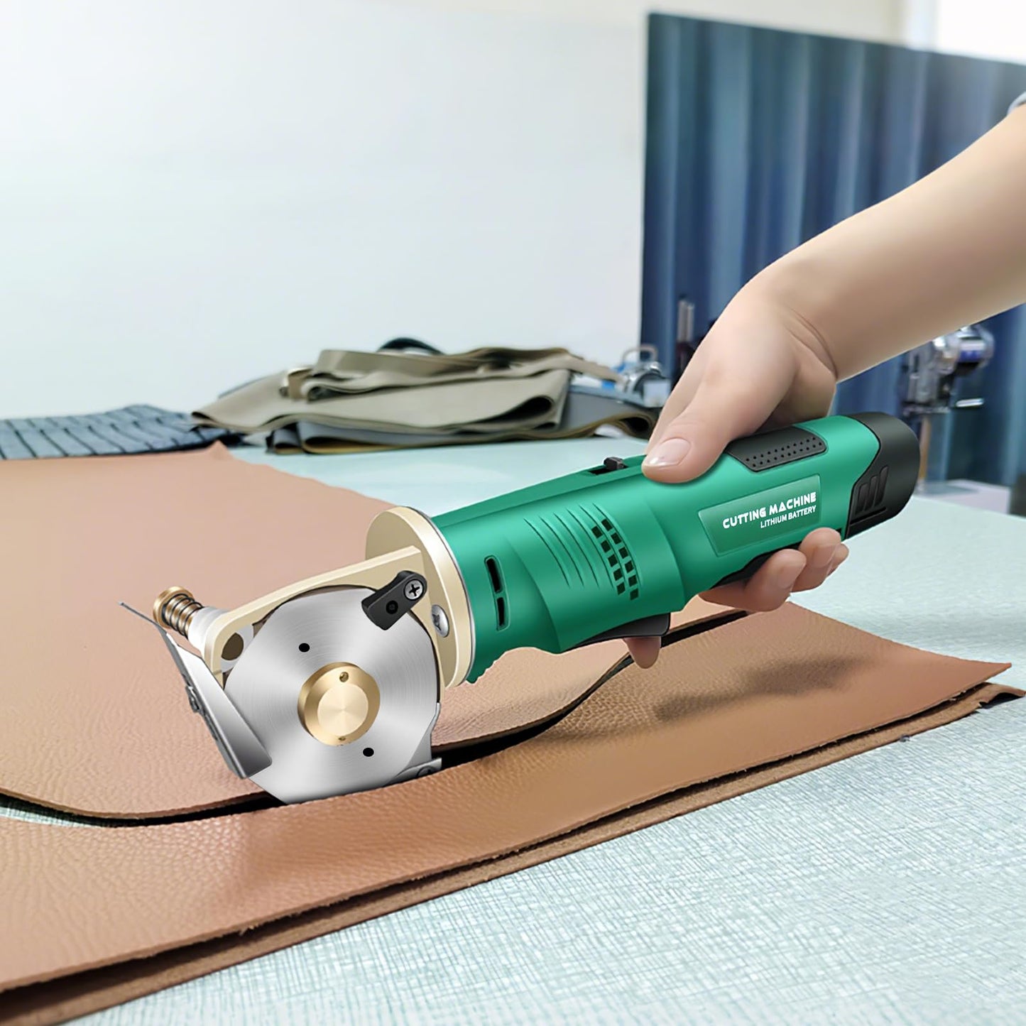 MXBAOHENG Electric Rotary Cutter Cordless Electronic Scissors Rechargeable Cardboard Cutter with Safety Lock, for Cutting Fabric/Paper/Carpet/Leather (2 Batteries)