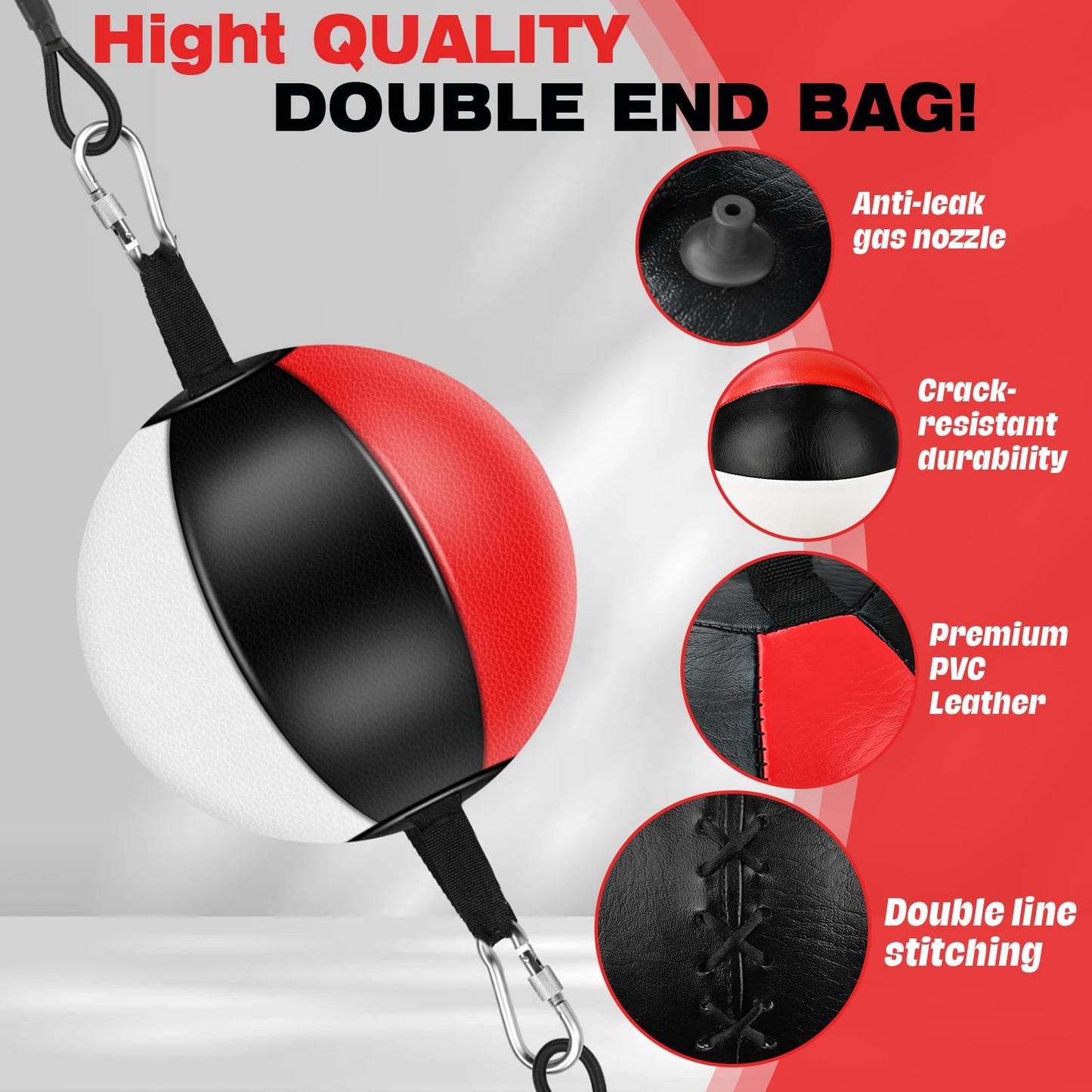 Doorway Punching Bag Double End Bag for Boxing, No Wall Installation Boxing Reflex Training Set with Bungee Cords, Double End Punching Ball Speed Bags Striking Equipment for Home & Gym