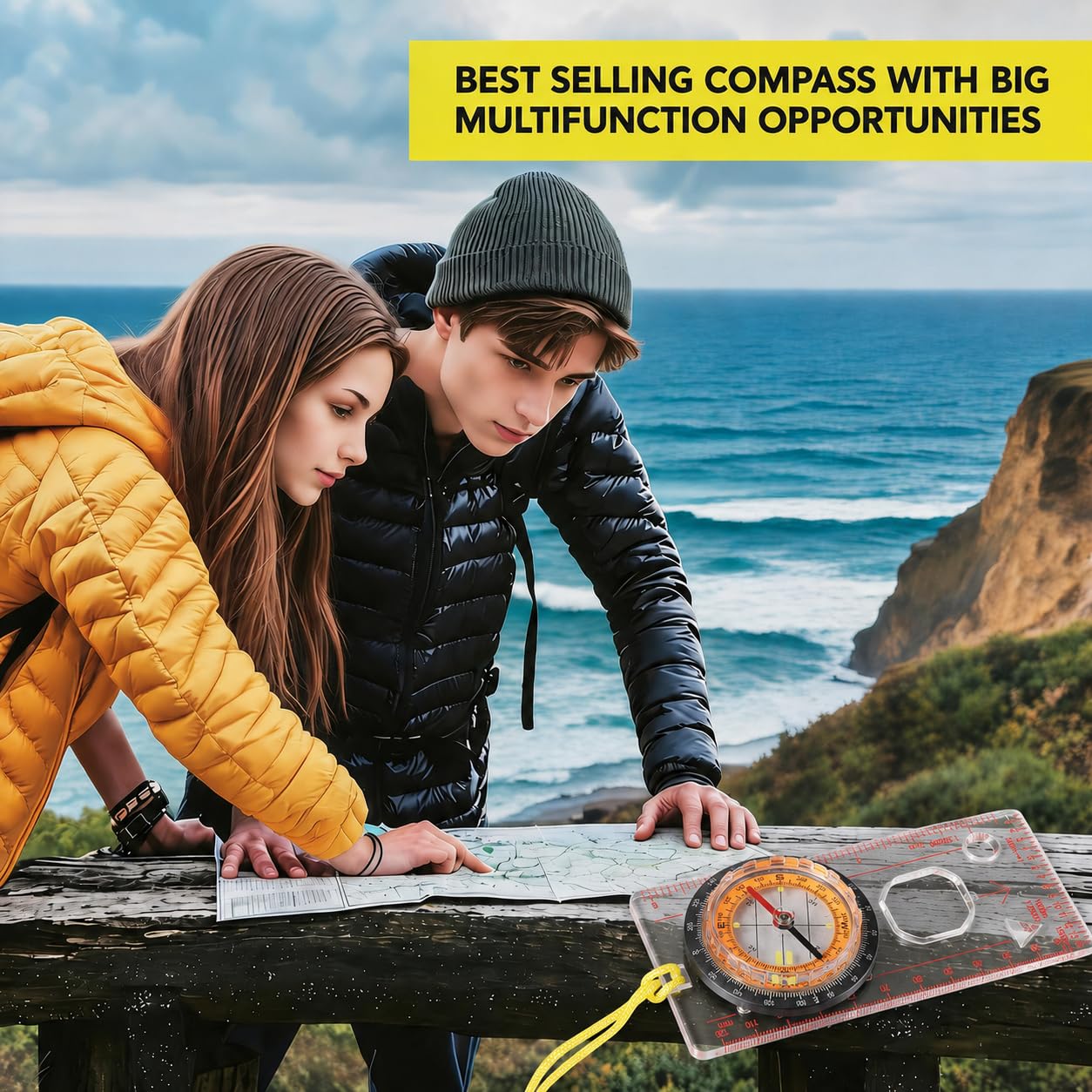 Orienteering Hiking Backpacking Compass Advanced Scout Camping and Kids Scout Compass for Map Reading Baseplate Best Survival Gifts (Orange)