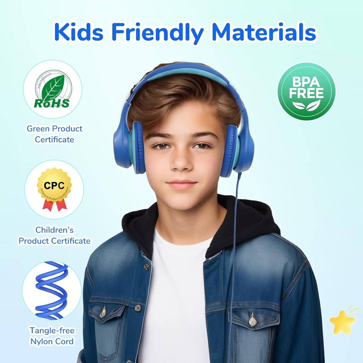K3 EarFun Kids Headphones, USB Type C Over Ear Headphones for Kids, Volume Limit, HD Stereo Sound, Comfortable Fit