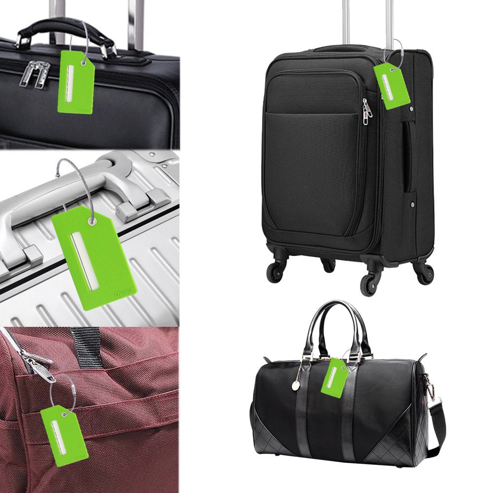 Silicone Luggage Tag with Name ID Card and Digit Number Showed 1-5 Green