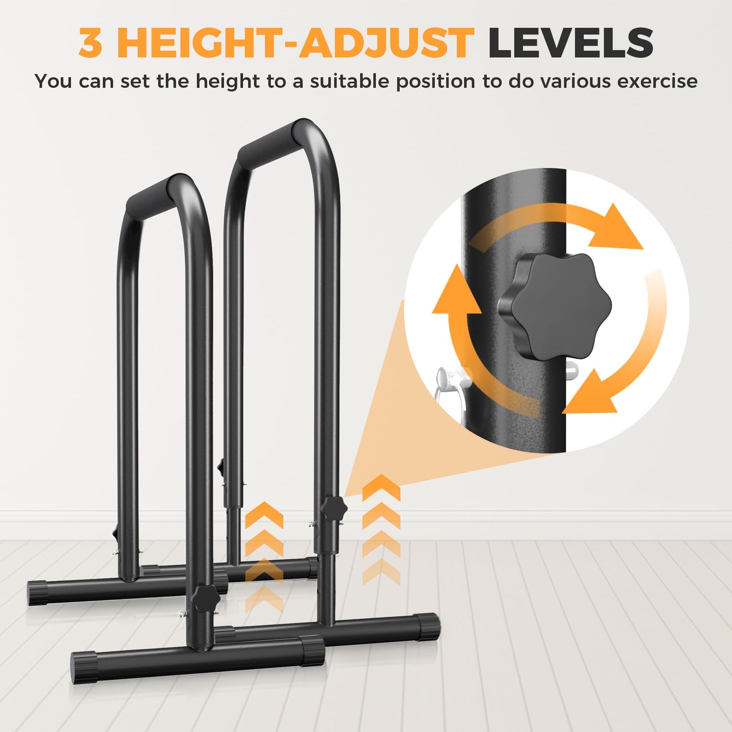Outdoor Basic Adjustable Dip Bar Station - Heavy Duty Parallel Bars, Extra Tall & Thickened Steel Design for Home Gym, Calisthenics & Strength Training