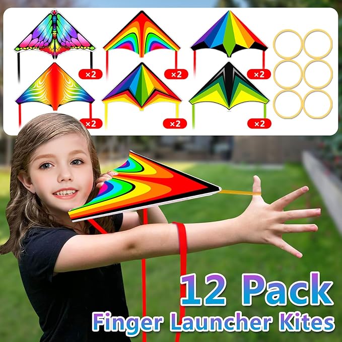 Mini Kites for Kids,Finger Launcher Kites Easy to Fly,Party Favors for Kids 4-8-12 Outdoor Toys Beach Games,Treasure Box Toys for Classroom Prizes Mini Kite Bulk