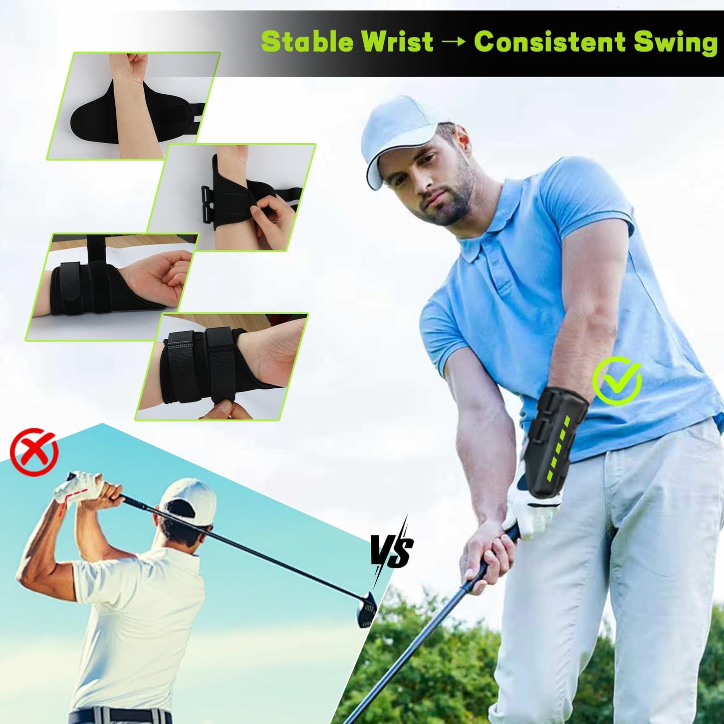 Ciawlro Golf Wrist Training Aid Kit with Wrist Brace & Arm Band, Durable & Comfortable Swing Trainer to Keep Arms Connected & Stabilize Wrist, Improve Swing Consistency for Beginners & Practice