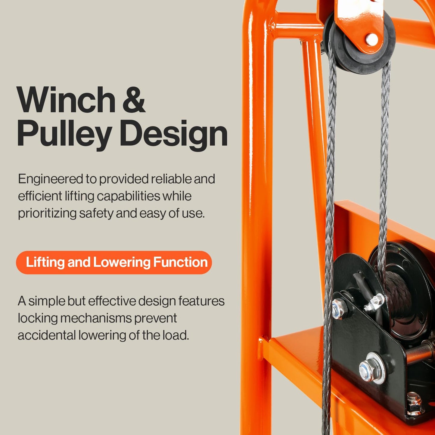 SuperHandy Material Lift Winch Stacker, Pallet Truck Dolly, Lift Table, Fork Lift, 330 Lbs 40" Max Lift w/ 8" Wheels, Swivel Casters [Patented]