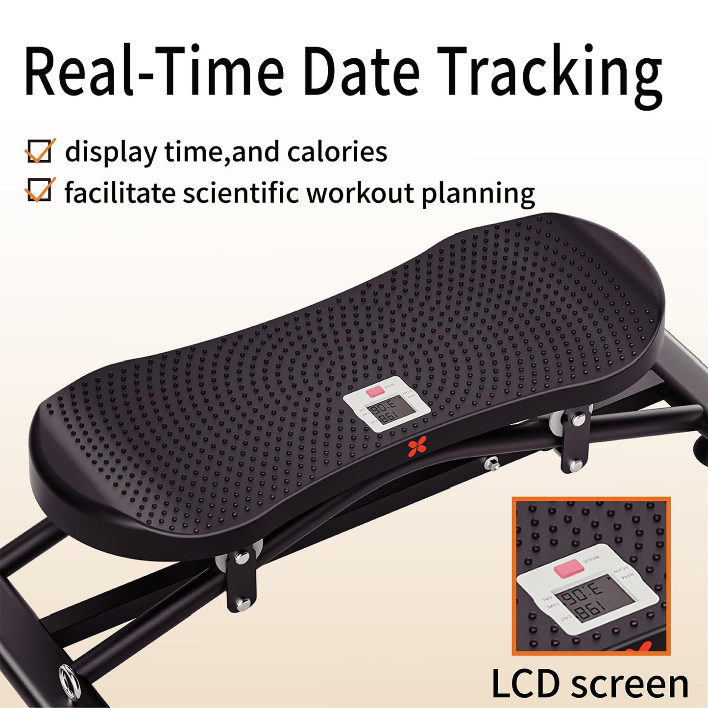Balance Board for Adults, Rocking Stepper with Resistance Bands, Portable Wobble Board with LCD Monitor, 300 lbs Capacity Ski Trainer for Full Body Workout at Home Gym (Black)