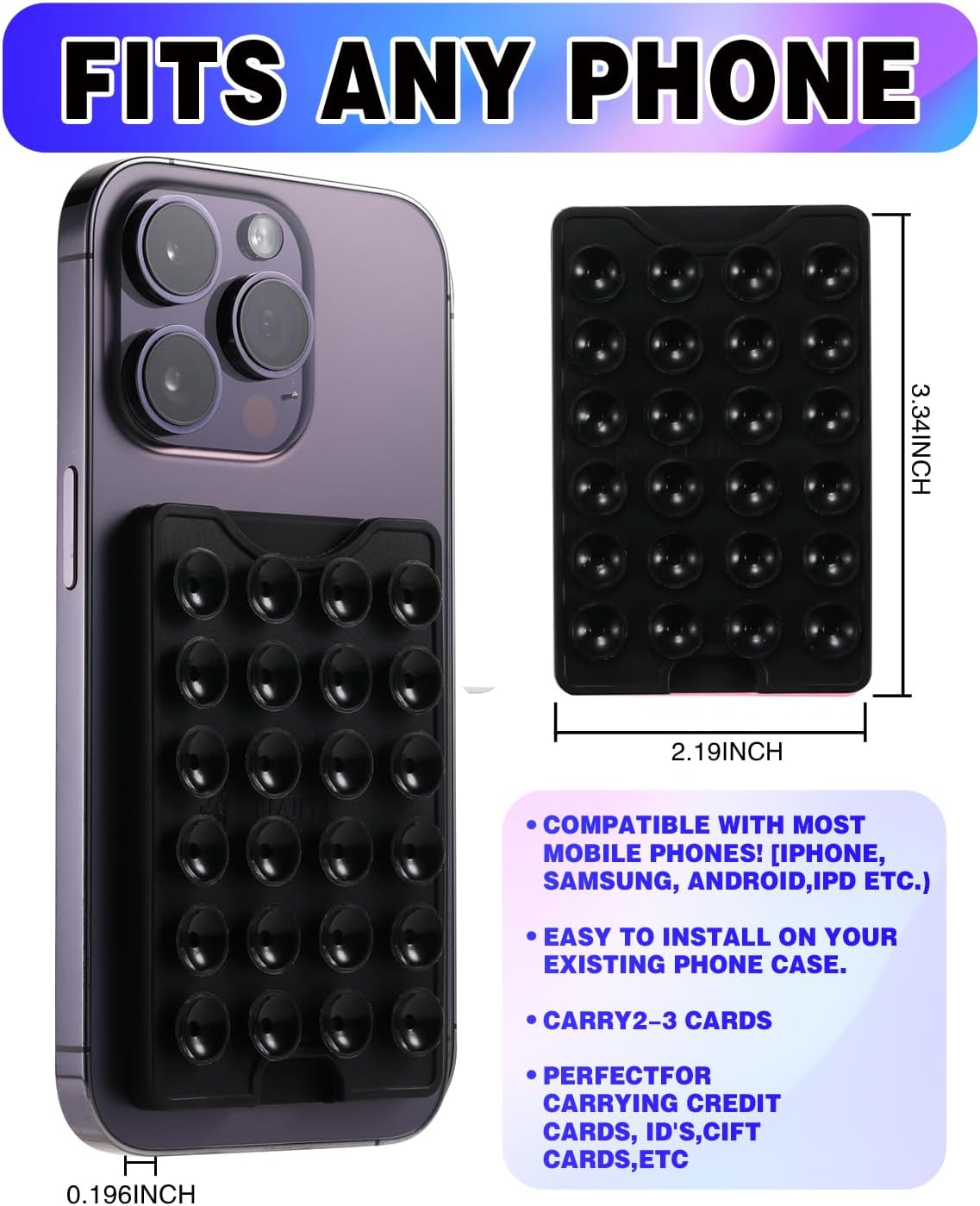 BIAJIYA Suction Phone Card Holder Mount, Silicone Octo Cup Buddy Phone Wallet for iPhone, Videos and Selfies
