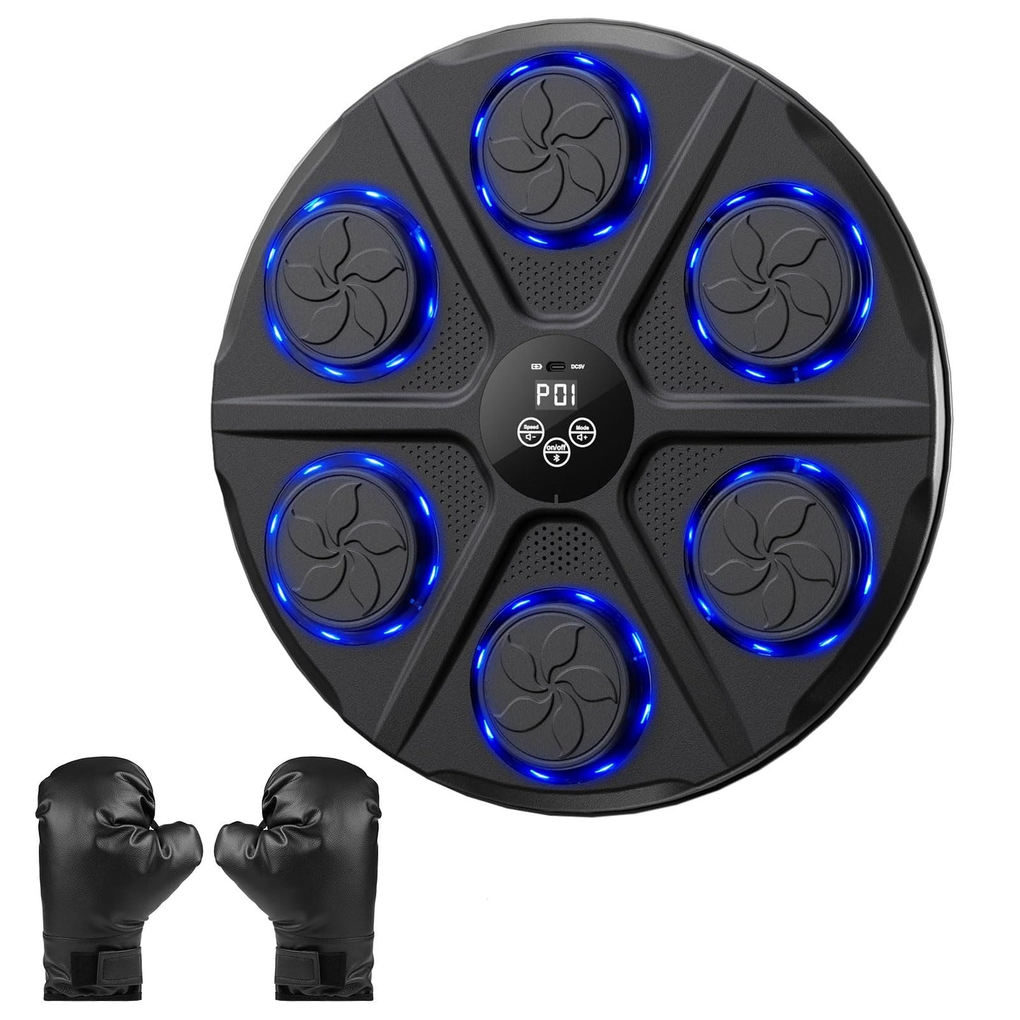 Music Boxing Machine for Adults, Wall Target Punching Workout with Boxing Gloves, Bluetooth Smart Boxing Training Machine Suitable for Home,Office,Gym, 12 Modes & 12 Speeds