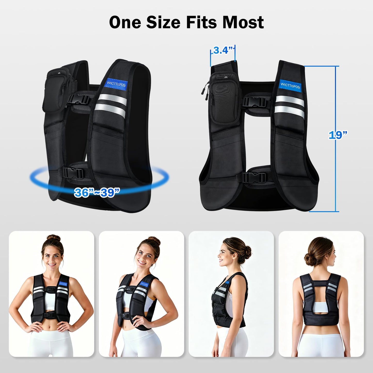 Adjustable Washable Weighted Vest for Women 1.3–13.3 lbs, Open Back for Breathable Cool Comfort, 12 Removable Lightweight Weight Packs, Ideal for Beginners Walking, Yoga, Gym Strength Training